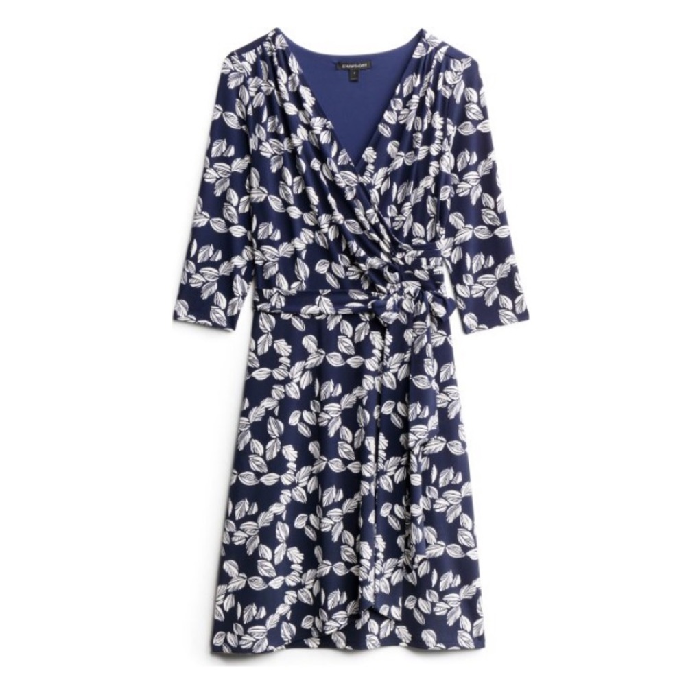 Kaylee Faux Wrap Knit Dress (Navy)